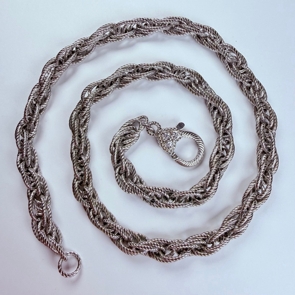 Judith Ripka Jewelry - Judith Ripka Cubic Zirconia CZ Twisted Links Chain Sterling Silver 925 Necklace